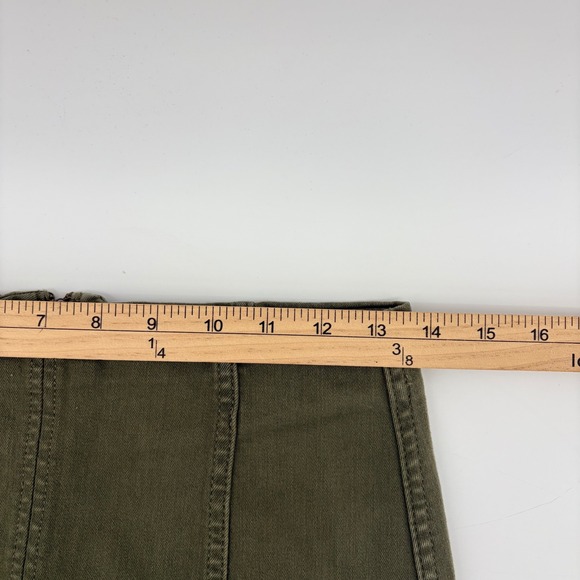 Free People Olive Green Denim Mini Skirt High Waisted Seamed Back Zip Size 2 - Picture 6 of 7